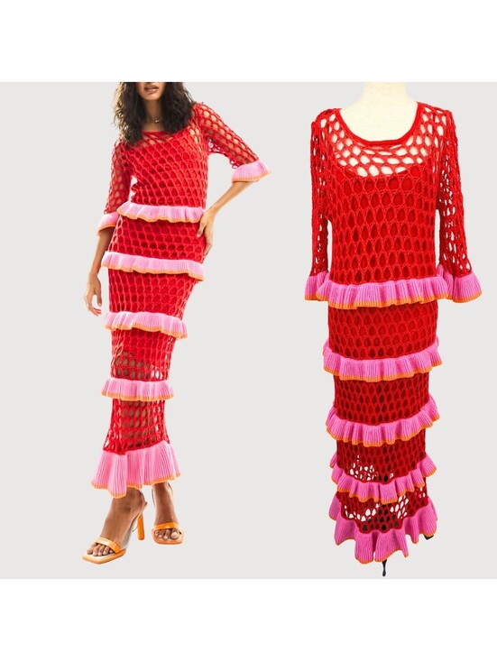 Never Fully Dressed Dresses & Skirts - Never Fully Dressed Valentina Crochet Maxi Dress L/XL